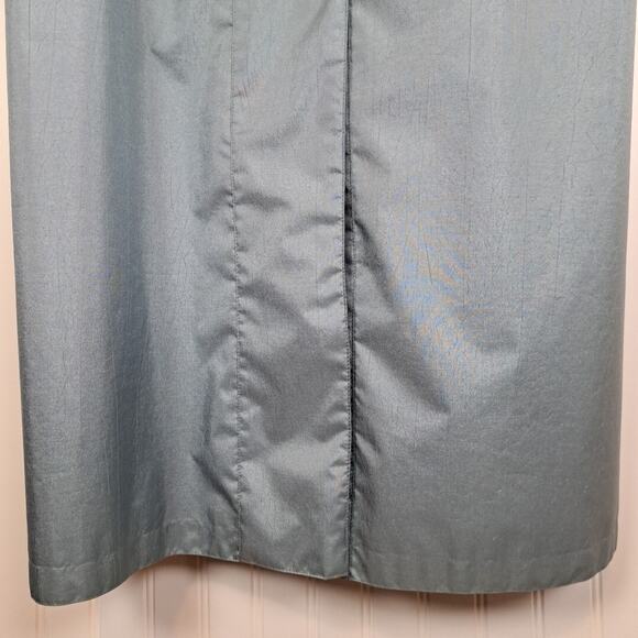 VTG Fleet Street Long Trench Rain Coat Womens 8 Blue Rubberized Button Front 80s - Picture 9 of 16